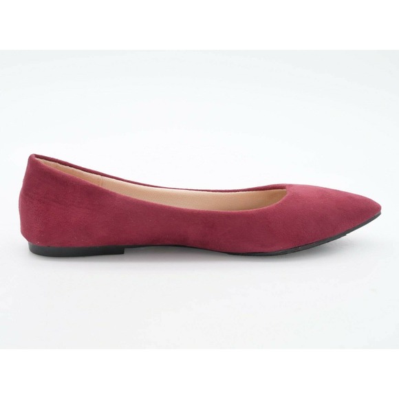 Forever Womens 6 Flats Red Faux Suede Comfort Slip On Pointed Toe Business Shoes - Picture 4 of 8